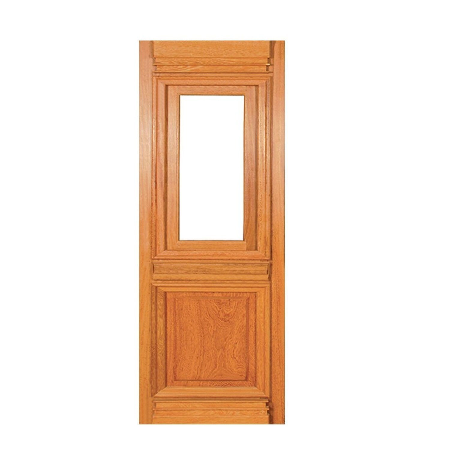 Porta De Madeira Maciça Tauari 210x92x3,3 Moldura E Detalhes Grade Jomadi Natural
