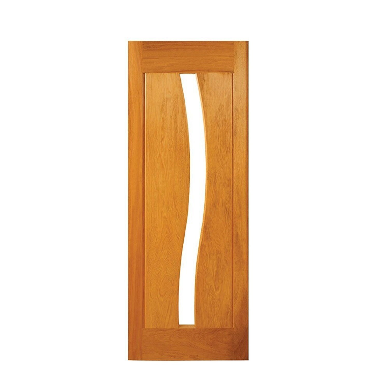 Porta De Madeira Maciça Tauari 210x90x3,3 Vidro Em "s" Jomadi Natural