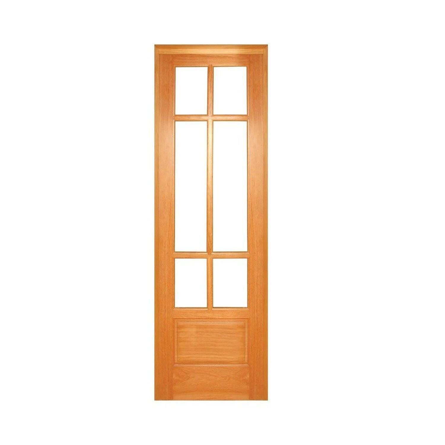 Folha De Porta Madeira Maciça Tauari 210x80cm Almofada E Vidros Jomadi