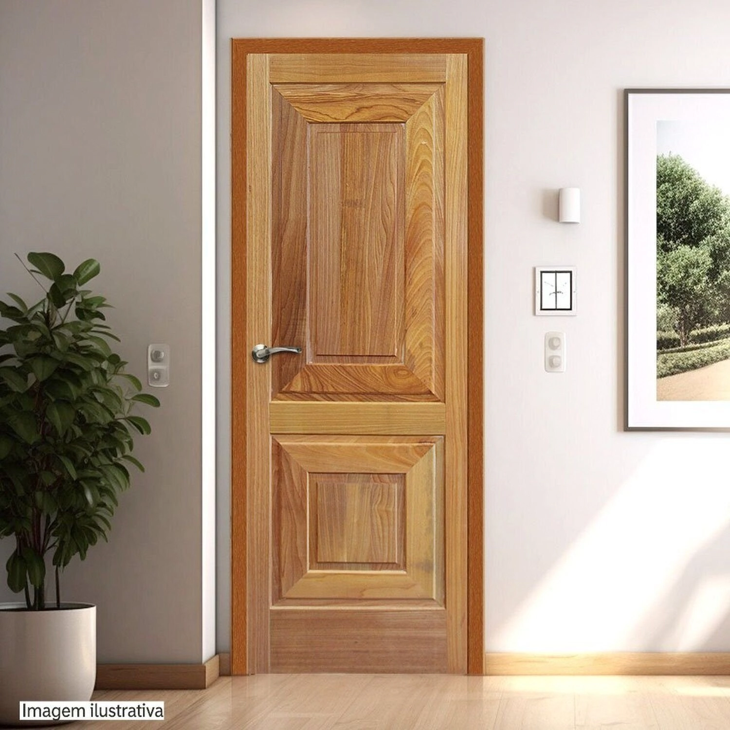 Folha De Porta De Madeira Maciça Tauari 210x72x3,3 Basalto Jomadi Natural