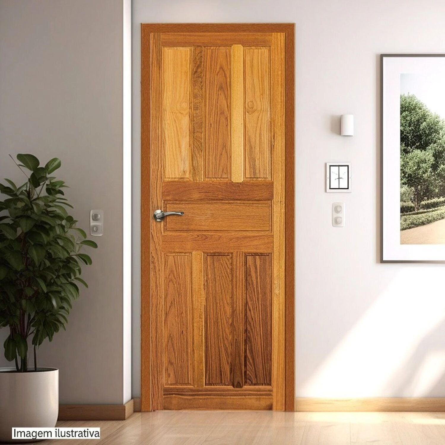 Folha De Porta De Madeira Maciça Tauari 210x70x2,8 Americana Jomadi Natural