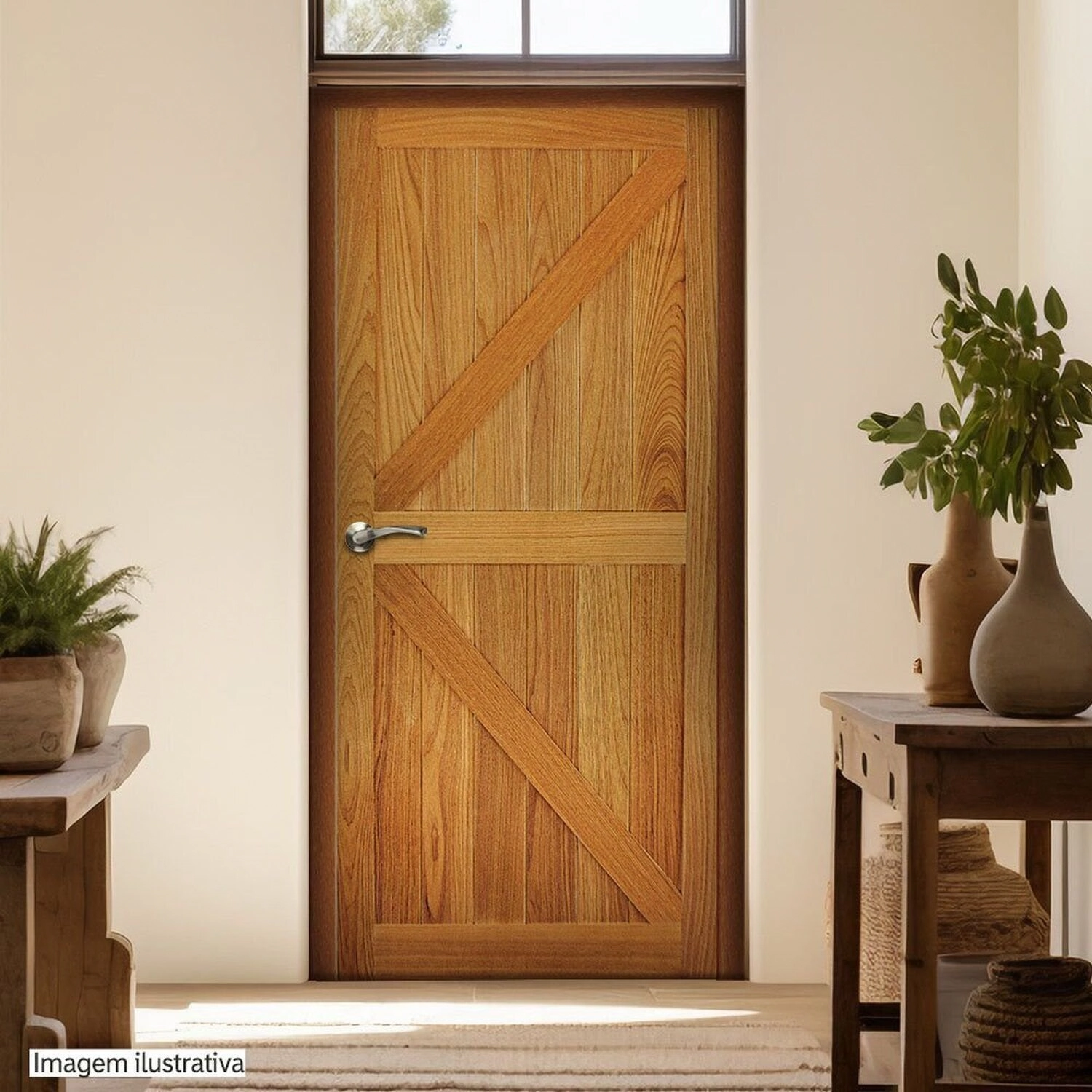 Folha De Porta De Madeira Maciça Tauari 210x60x3,3 Celeiro Jomadi Natural