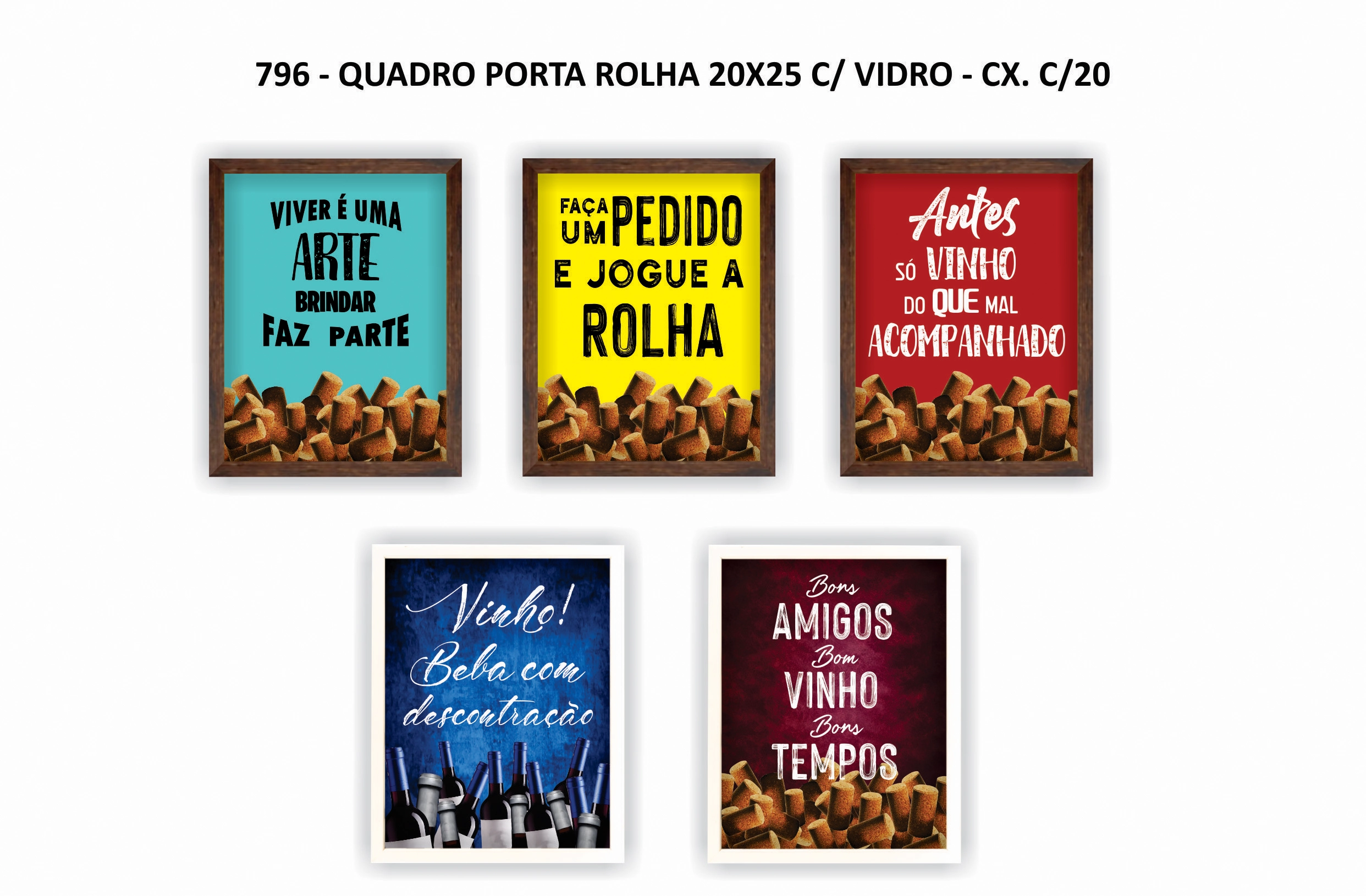 Quadro Porta Rolha 20x25 C Vidro Pintado Luxo 796 Mario Antonio