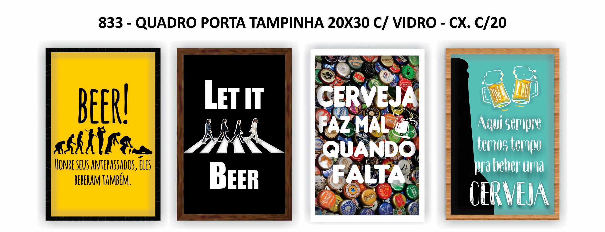 Quadro Porta Tampinha 20x30 R 833 Sortido Atacado Pct Unid Art Frame