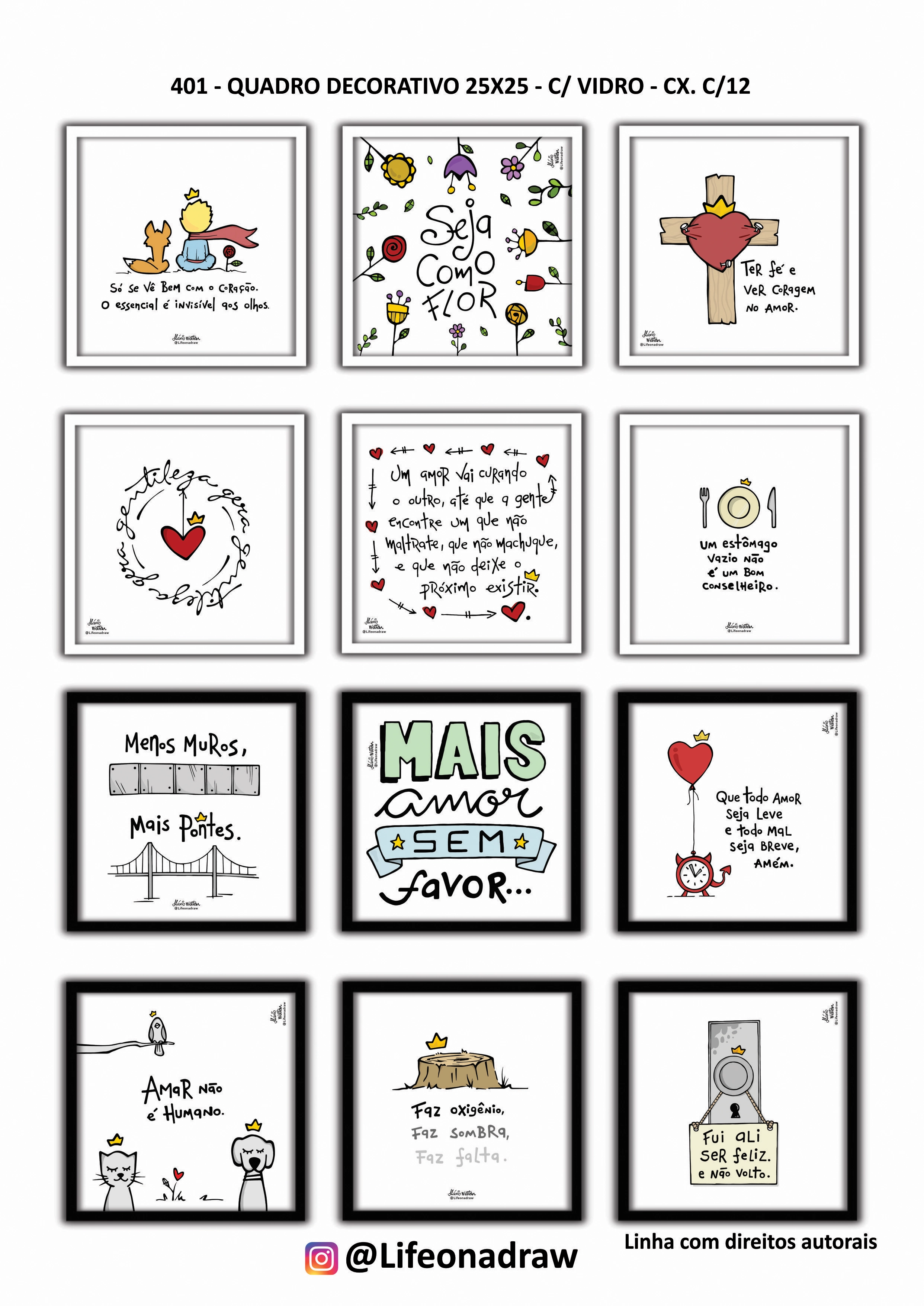 Quadro Decorativo 25x25 C Vidro 401 Art Frame