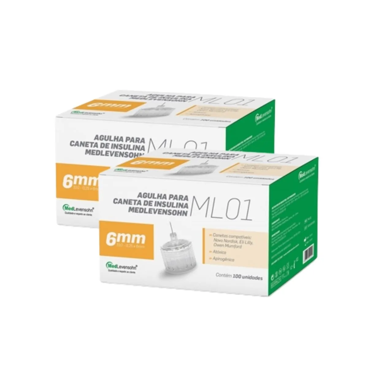 Agulha 6mm para Caneta de Insulina Medlevensohn 100 Unid