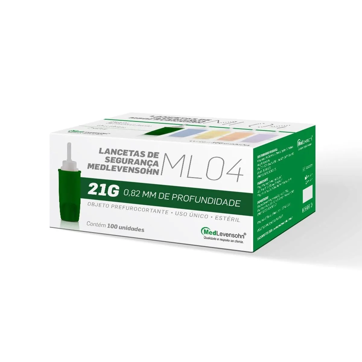 Lanceta c/ Trava de Segurança 26G 0,46x1,6mm 100Unids