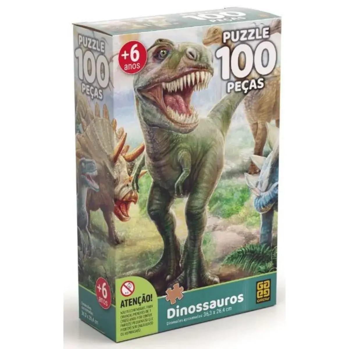 Quebra-Cabeça - Dinossauros - 100 Peças - Grow