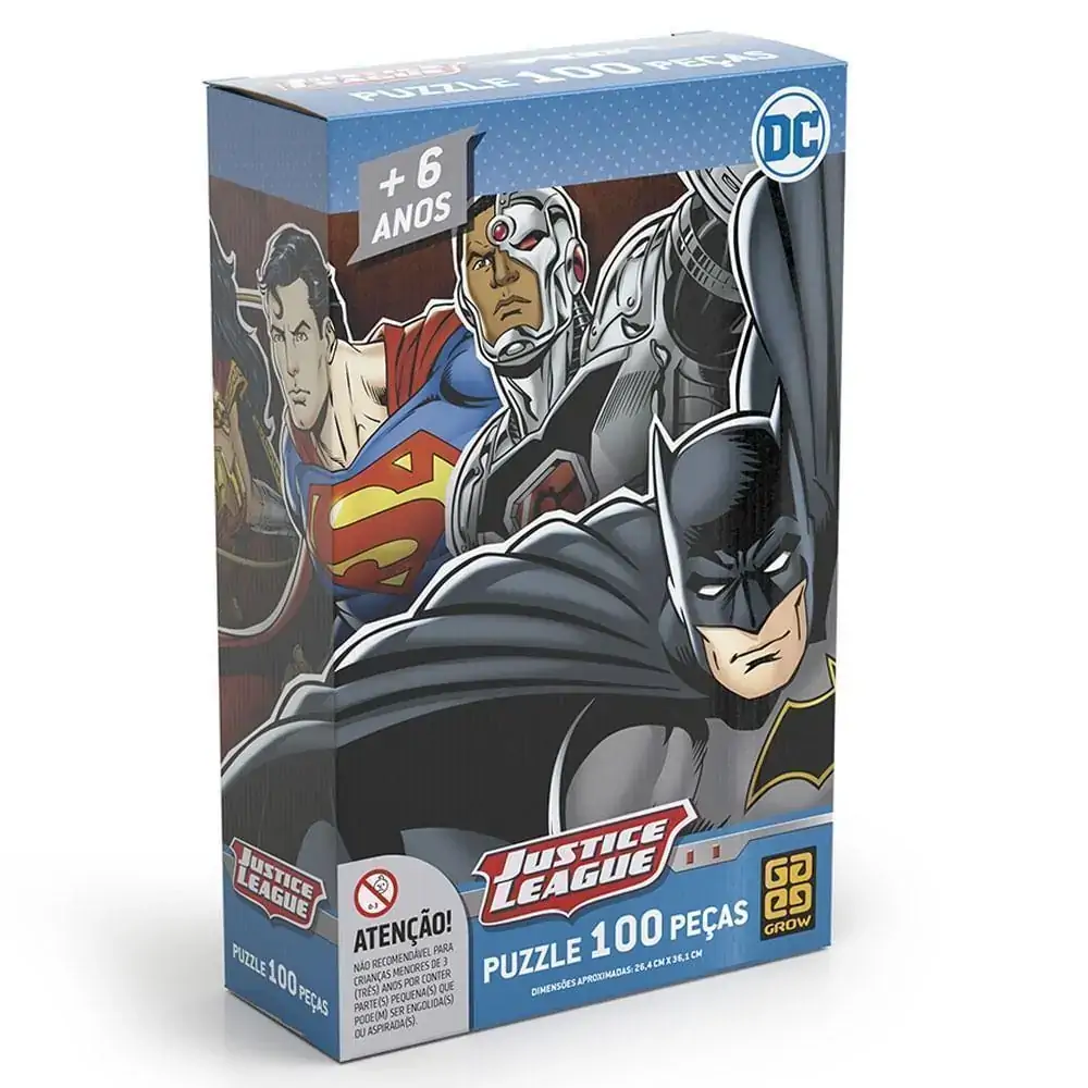 Quebra-Cabeça - DC Comics - Liga da Justiça - 100 Peças - Grow
