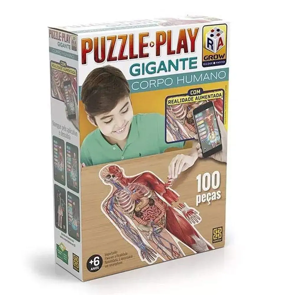 Quebra-Cabeça com Realidade Aumentada - 100 Peças - Corpo Humano Gigante - Grow