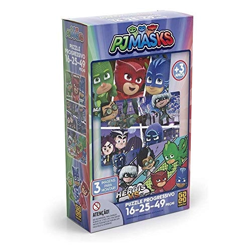 Quebra-Cabeça - Progressivo - PJ Masks - 12, 20, 30 Peças - Grow