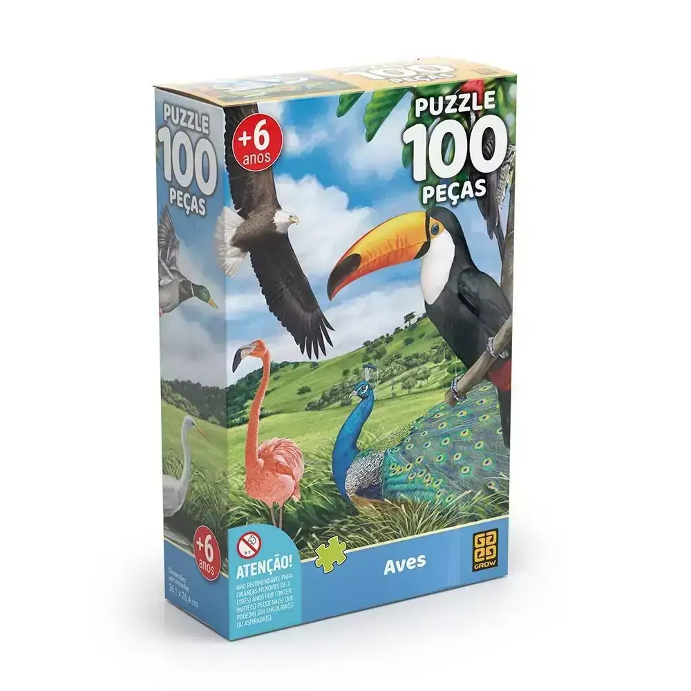 Quebra Cabeça 100 Peças Aves - Grow