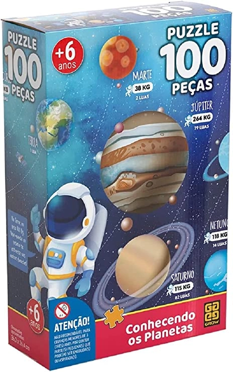 Quebra-Cabeça - 100 Peças - Conhecendo os Planetas - Grow