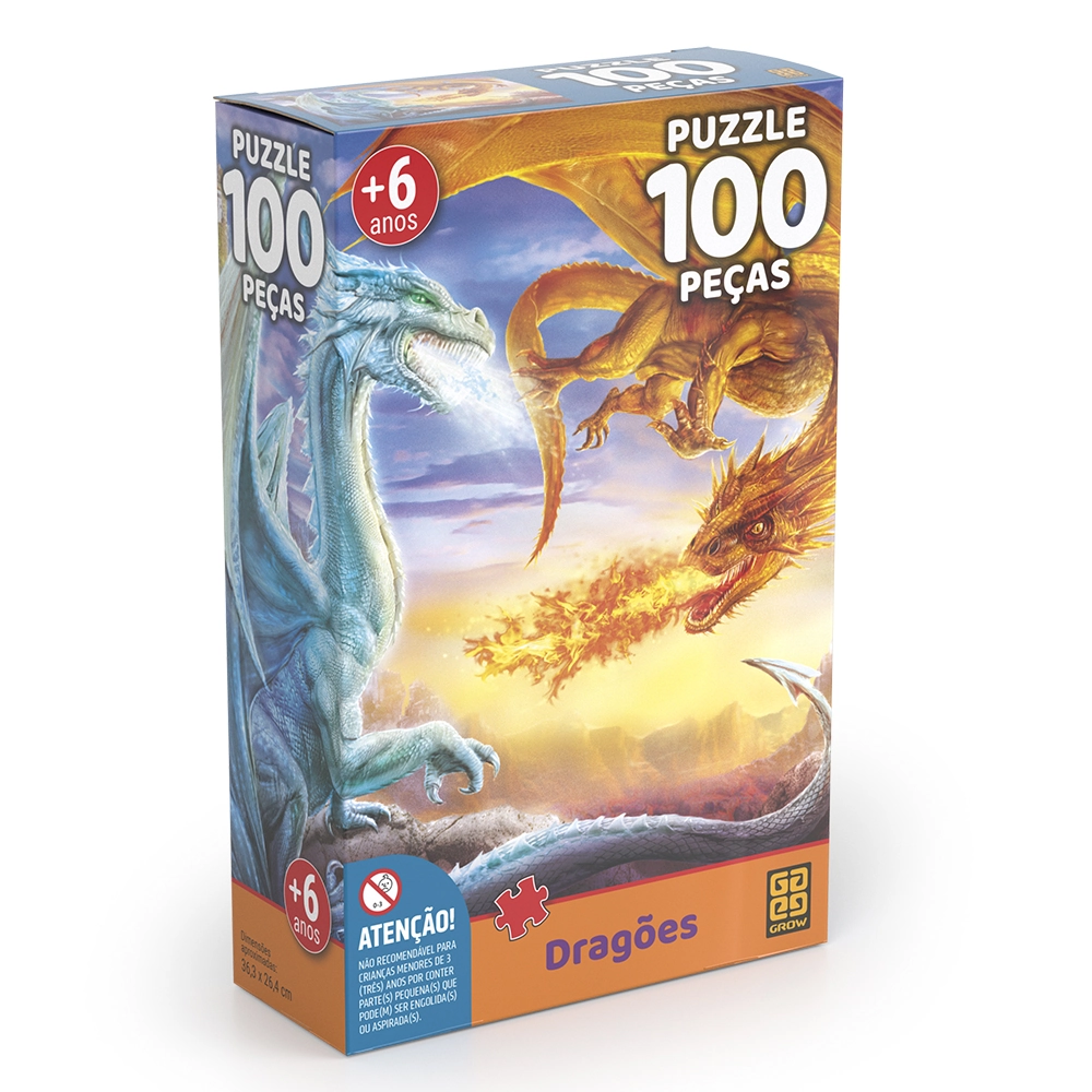 Quebra-Cabeça 100 peças Dragões - GROW
