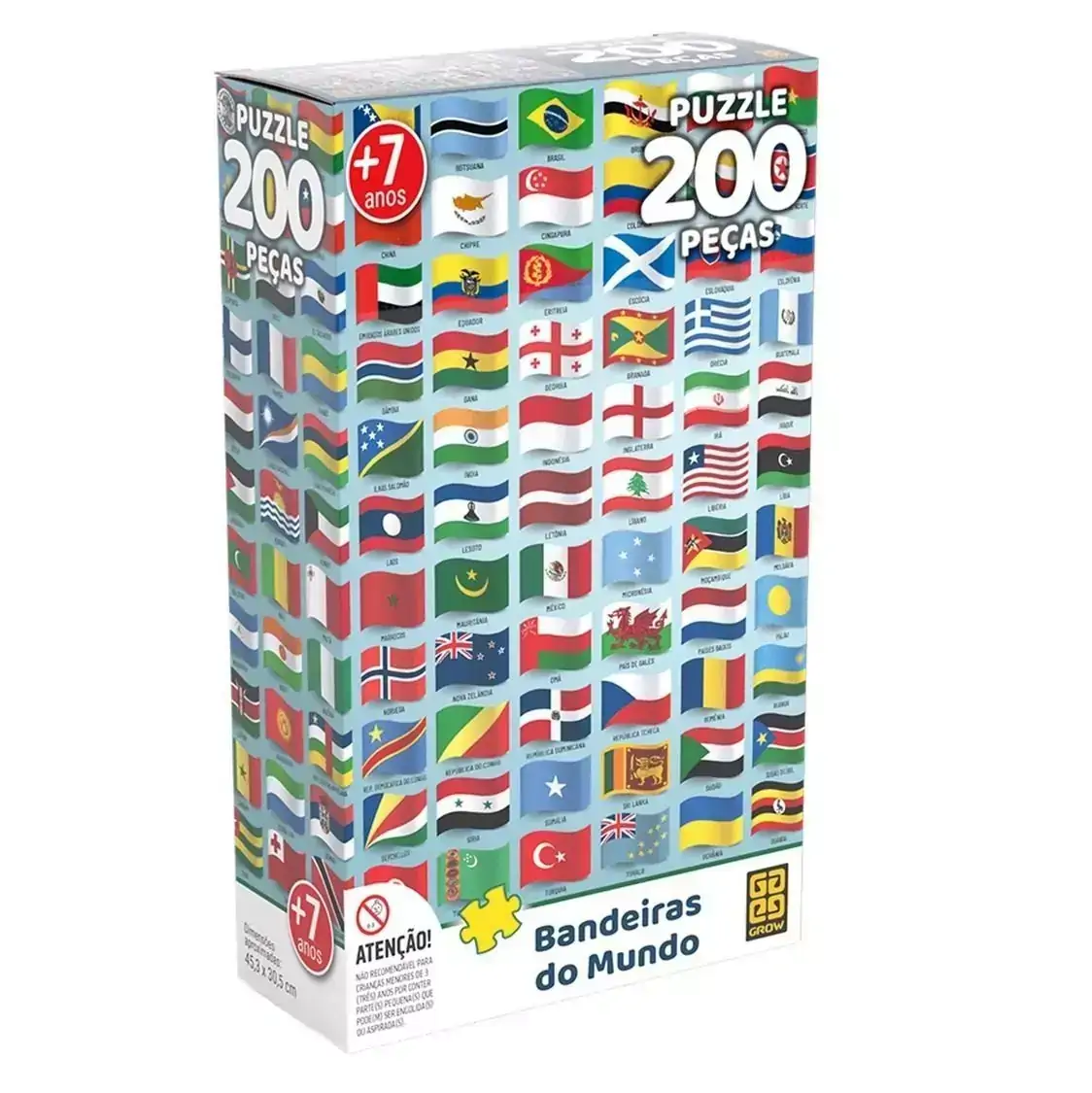 Quebra Cabeça Puzzle Bandeiras Do Mundo 200 Peças Grow 4034