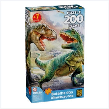 Quebra-Cabeça 200 Peças - Batalha Dos Dinossauros - Grow