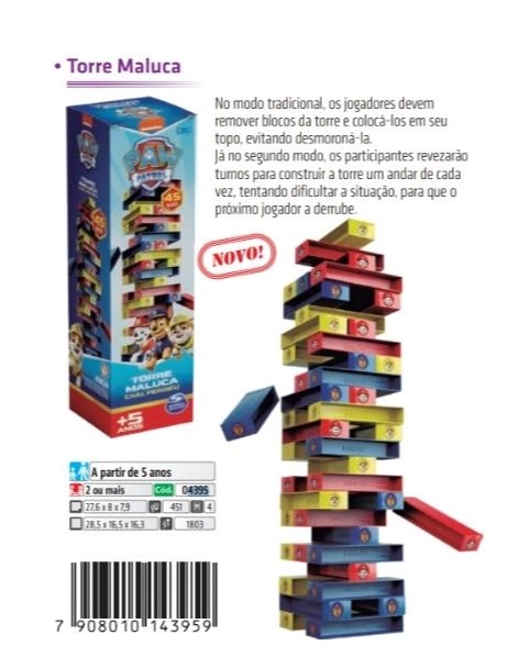 Jogo Torre Maluca Patrulha Canina Ref.4395 Grow