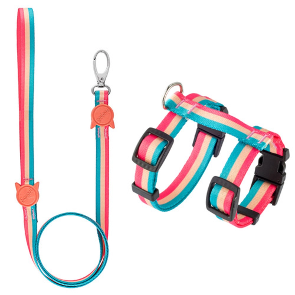 Conj Guia Peitoral Gato Confort Rosa P279619