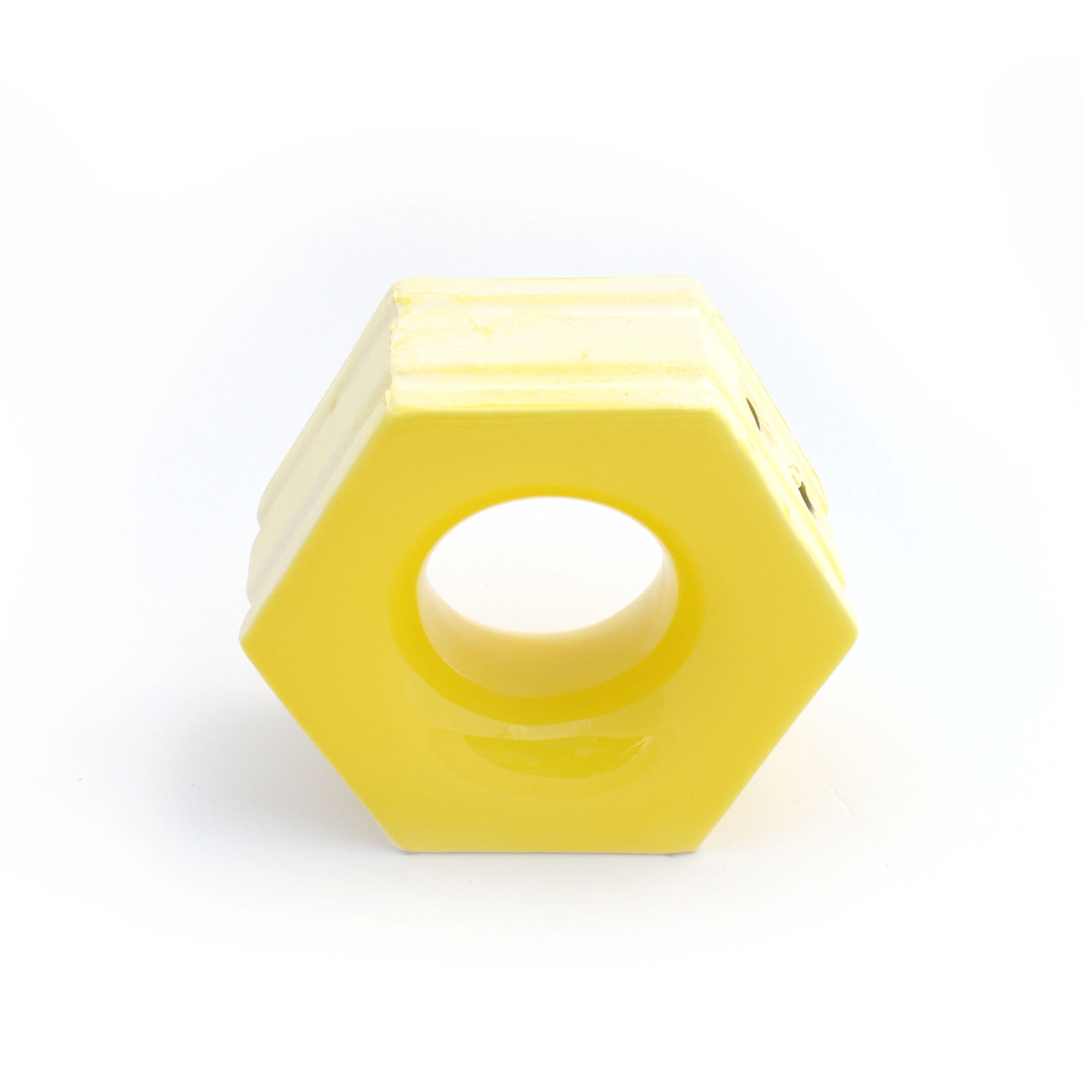 Cobogó Cerâmico Esmaltado 13x16cm Giallo Cítrico Favo Elemento V