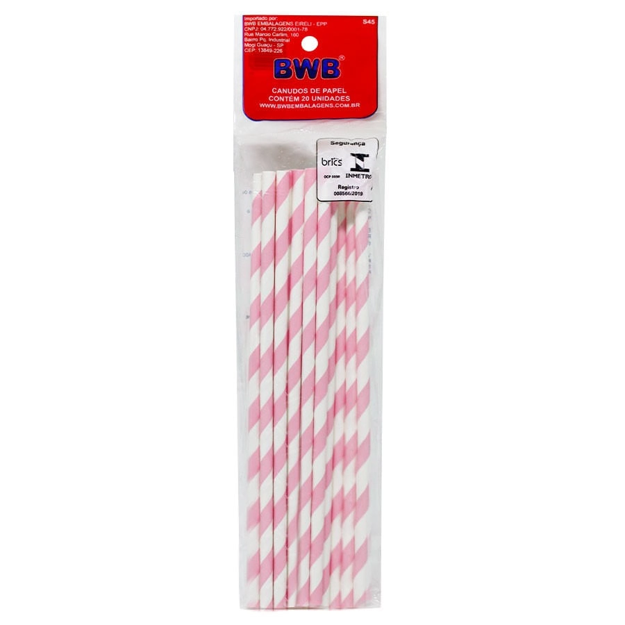 Canudo De Papel Listr Rosa C/20un 9962 Bwb