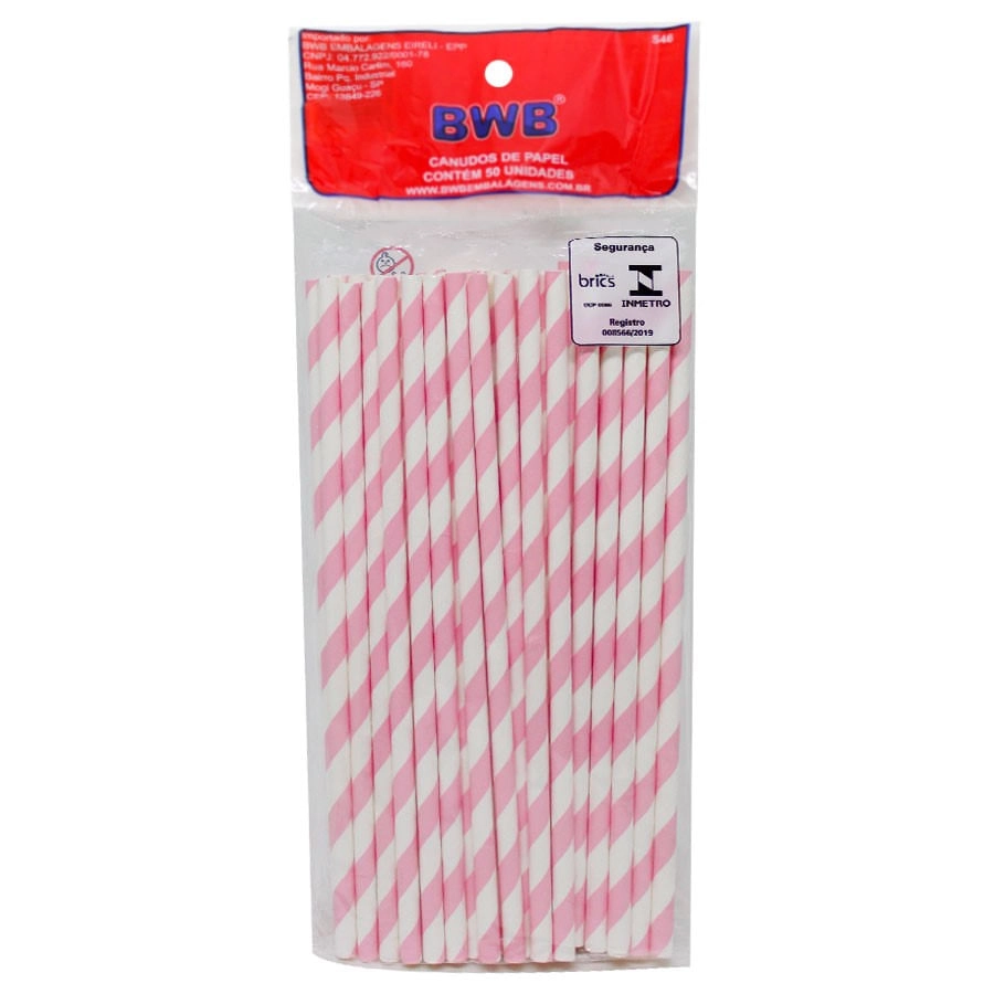 Canudo De Papel Listr Rosa C/50un 9963 Bwb