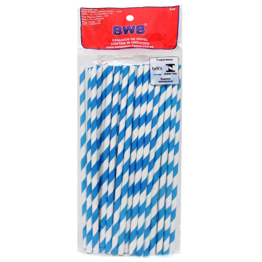 Canudo De Papel Listr Azul C/50un 9966 Bwb