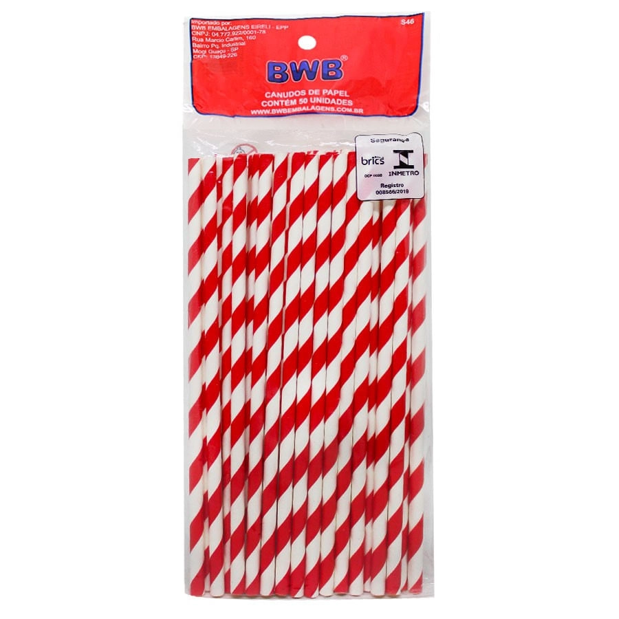 Canudo De Papel Listr Verm C/50un 9969 Bwb