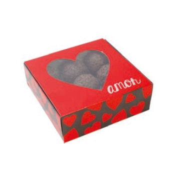 Caixa Gaveta C/ Visor P/ 9 Doces Coracao Amor Ideia Embalagens
