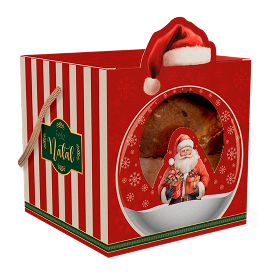Caixa Mini Panetone C.alca E Visor Natal Noel 24 5113 Ideia