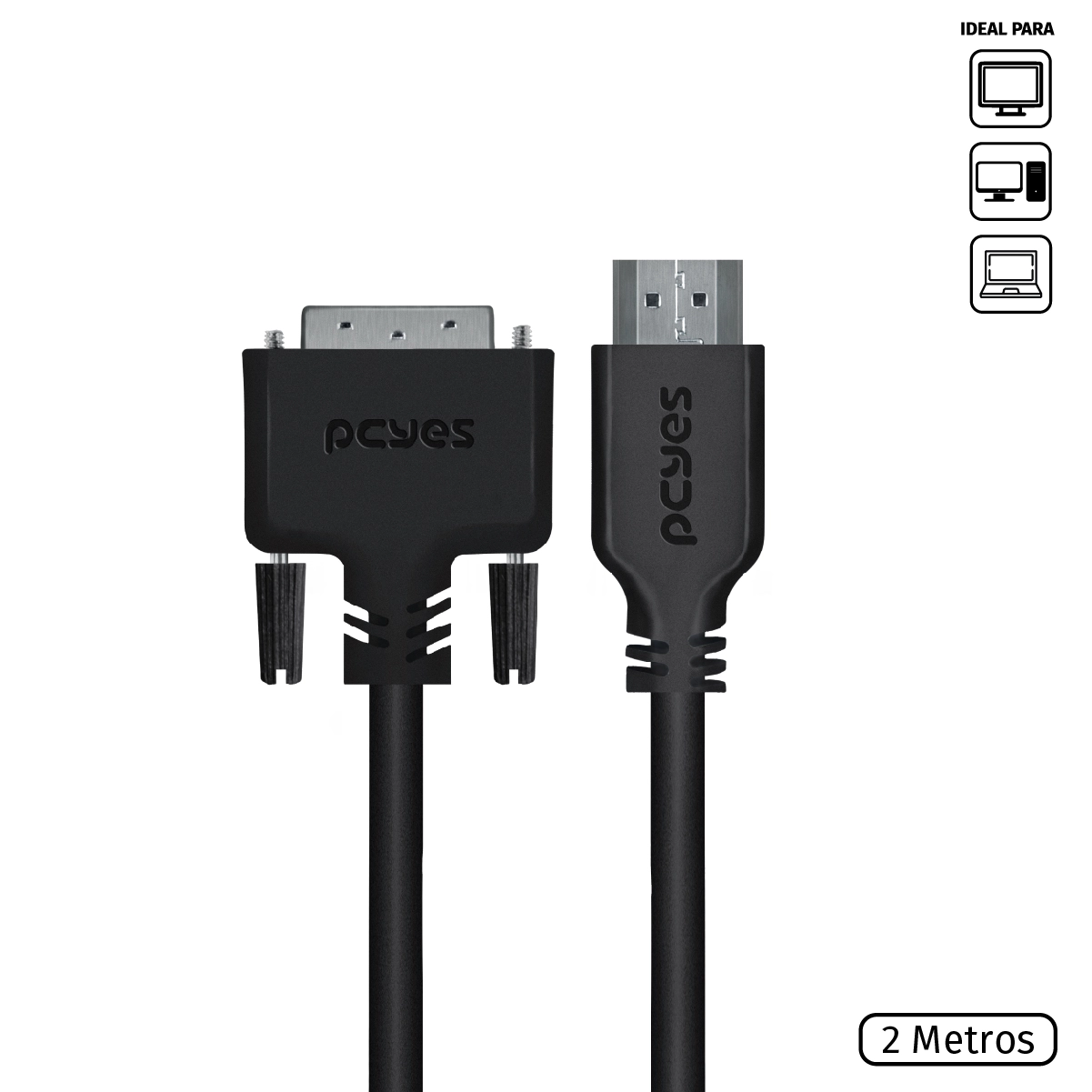 Cabo Dvi-d 24+1 Para Hdmi 2.0 2 Metros - Pdhm20-2