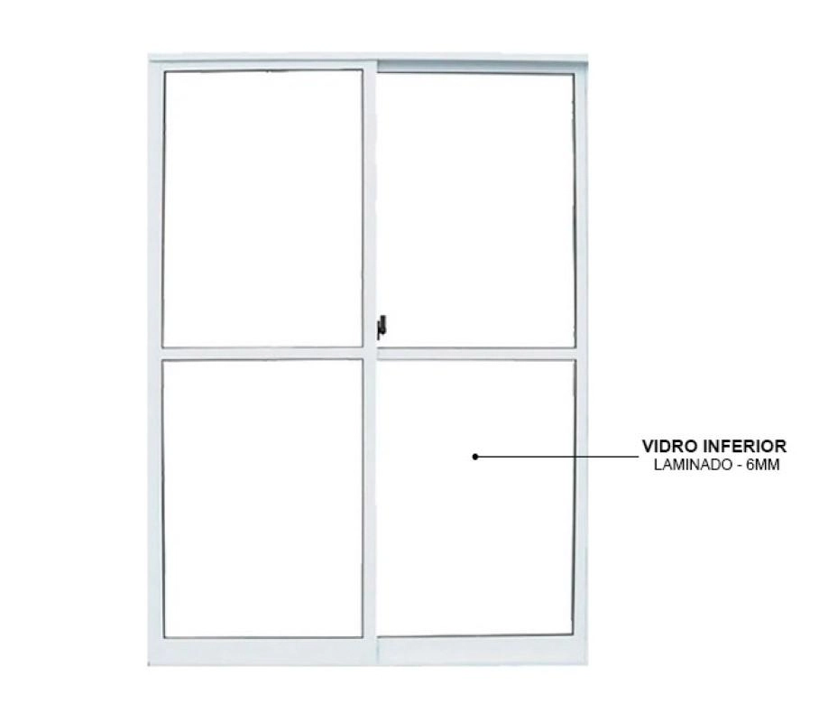 Porta De Correr Sacada Em Alumínio 2 Folhas Branco - 210x150