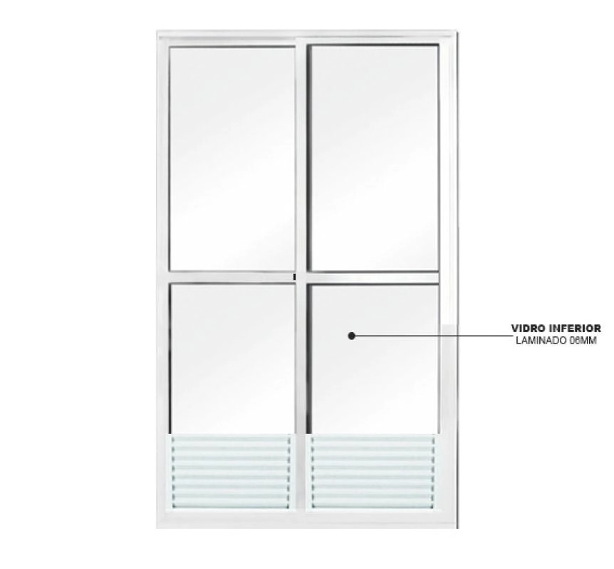 Porta De Correr Sacada Mista Em Alumínio 2 Folhas Branco - 210x100