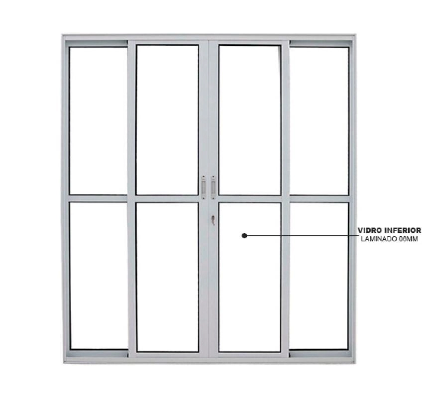 Porta De Correr Sacada Em Alumínio 4 Folhas Branco - 210x240