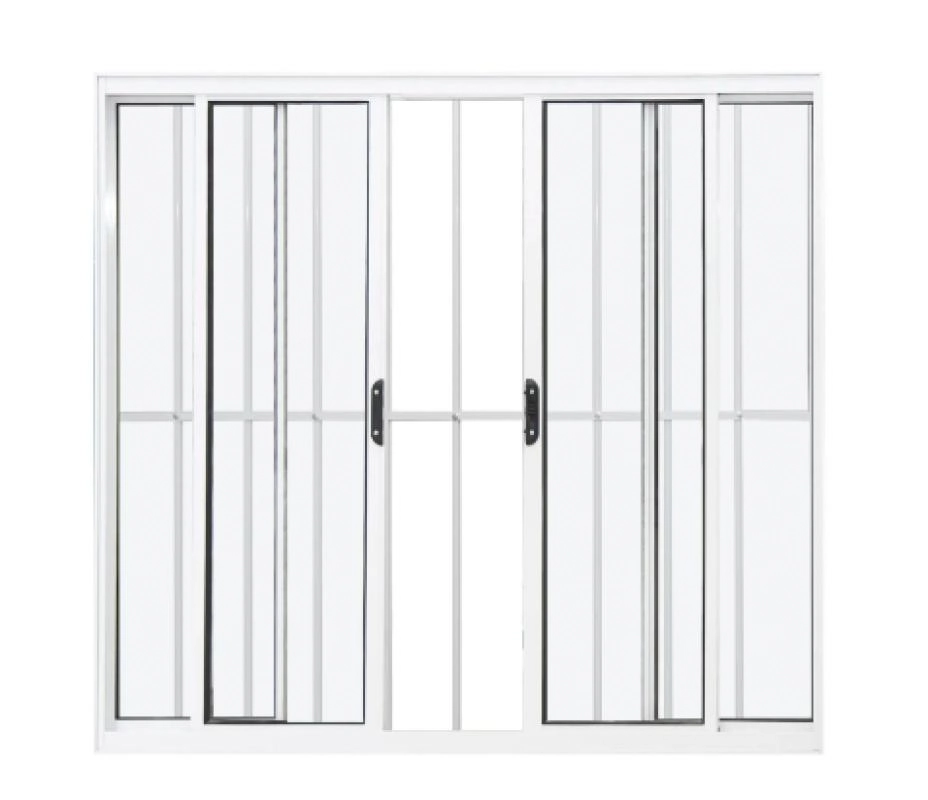 Janela Vitro De Alumínio 04 Folhas Com Grade Classic Branco - 120x220