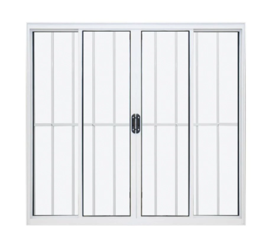 Janela Vitro De Alumínio 04 Folhas Com Grade Classic Branco - 120x160