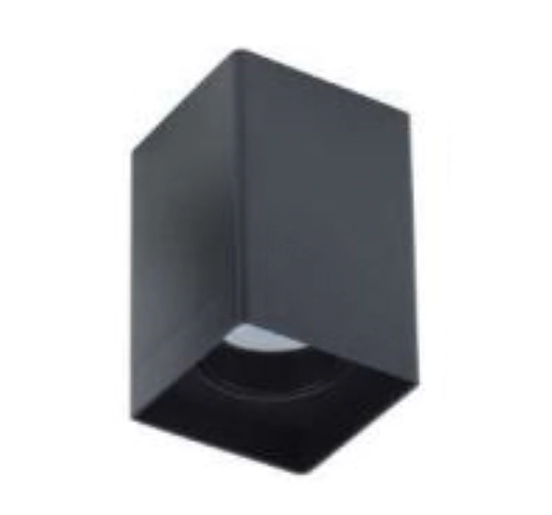 Plafon Dicróica Simples Quadrado Preto Em Abs 8x8x12,5cm