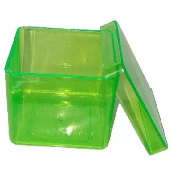 Caixinha Acrilica 4x4 Verde Trans C/10un