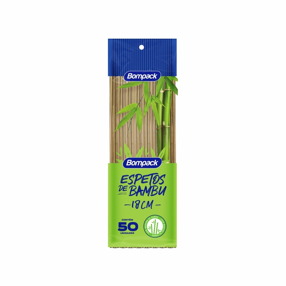 Espeto De Bambu Bompack 18cm C/50 Unid
