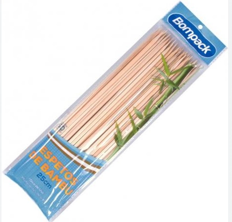 Espeto Bambu Bompack 25cm C/50 Un