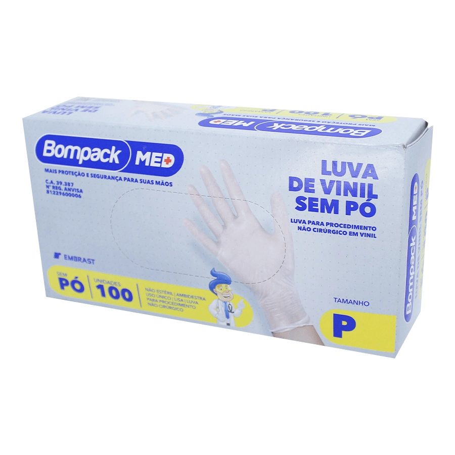Luva Trevisan Vinil Bompack S/po Pq 100/1un