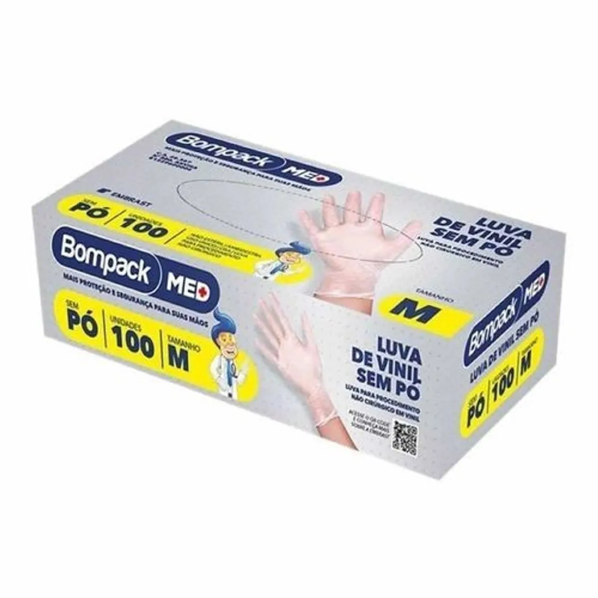 Luva Vinil Trevisan Bompack S/po Md Un