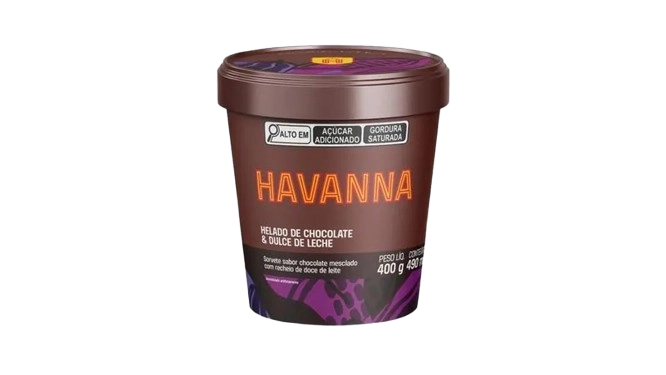 Sorvete Chocolate Recheio Doce De Leite Havanna Pote 490ml