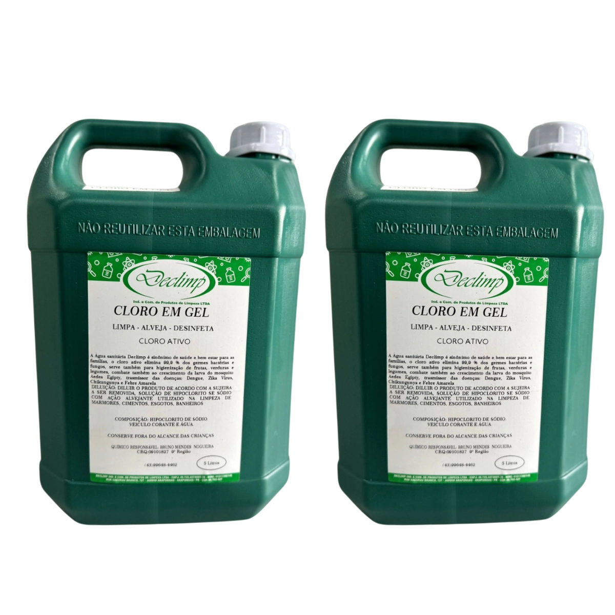 Kit 2 Cloro Ativo Em Gel 5l Declimp
