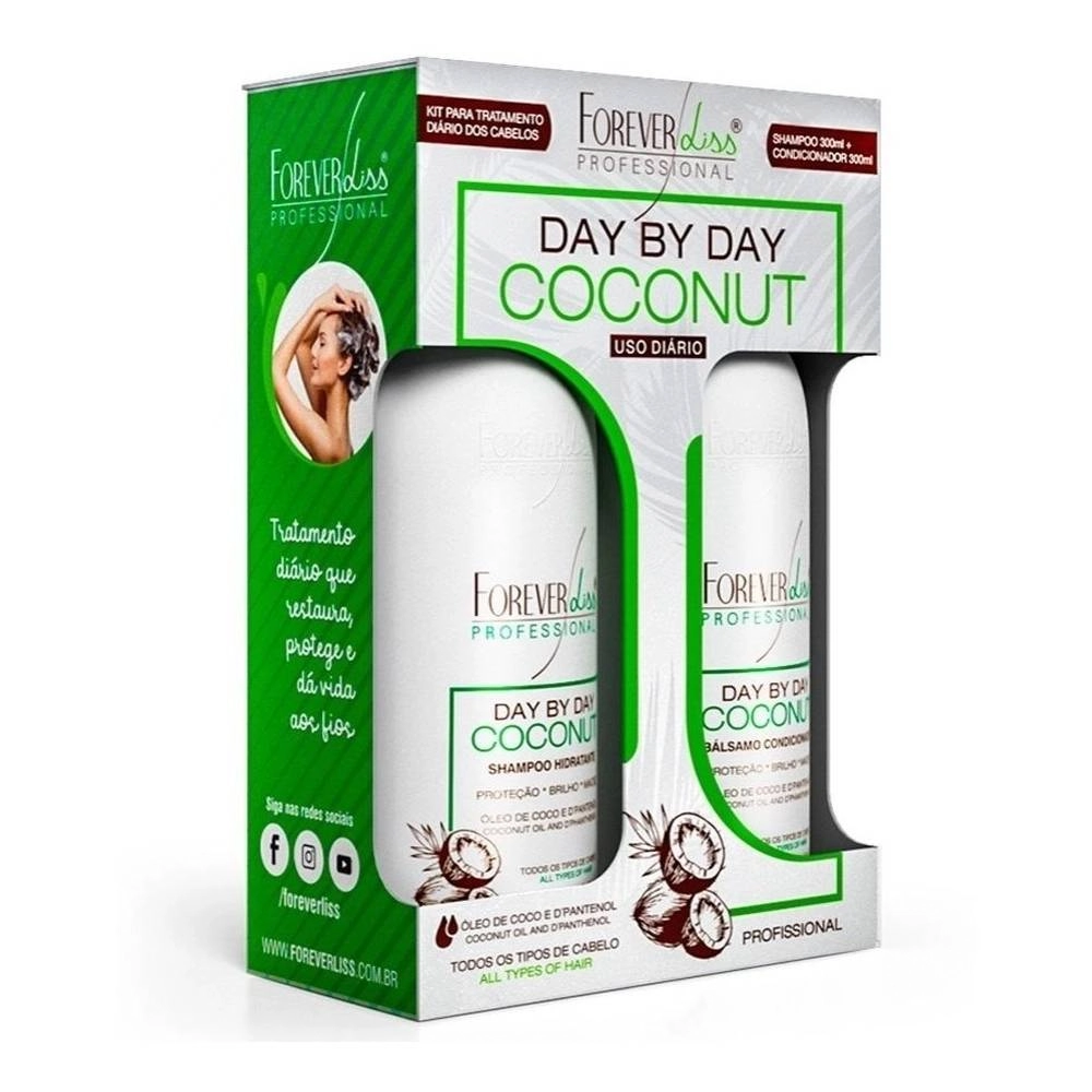 Kit Forever Liss Day By Day Coconut Shampoo + Condicionador 300ml