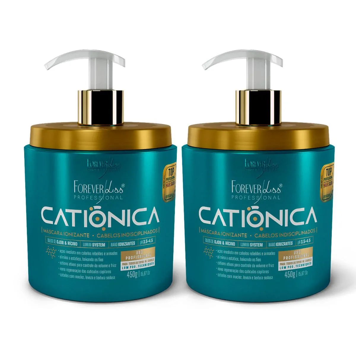 Combo com 2 Máscara Catiônica Forever Liss 450g