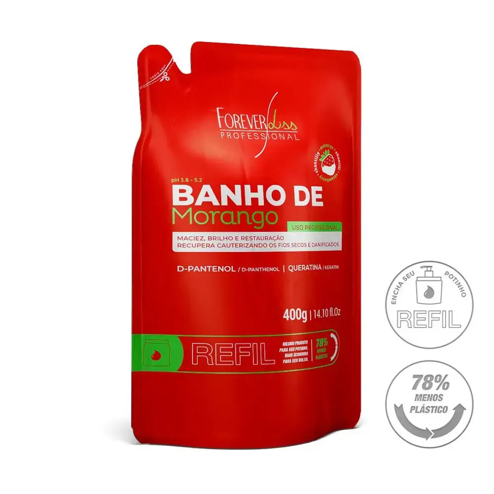 Máscara Banho De Verniz Morango Refil Forever Liss Professional 400g