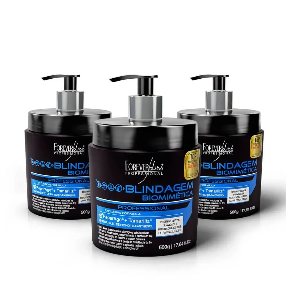 Combo Leve 3: Blindagem Capilar Biomimétrica Forever Liss 500g