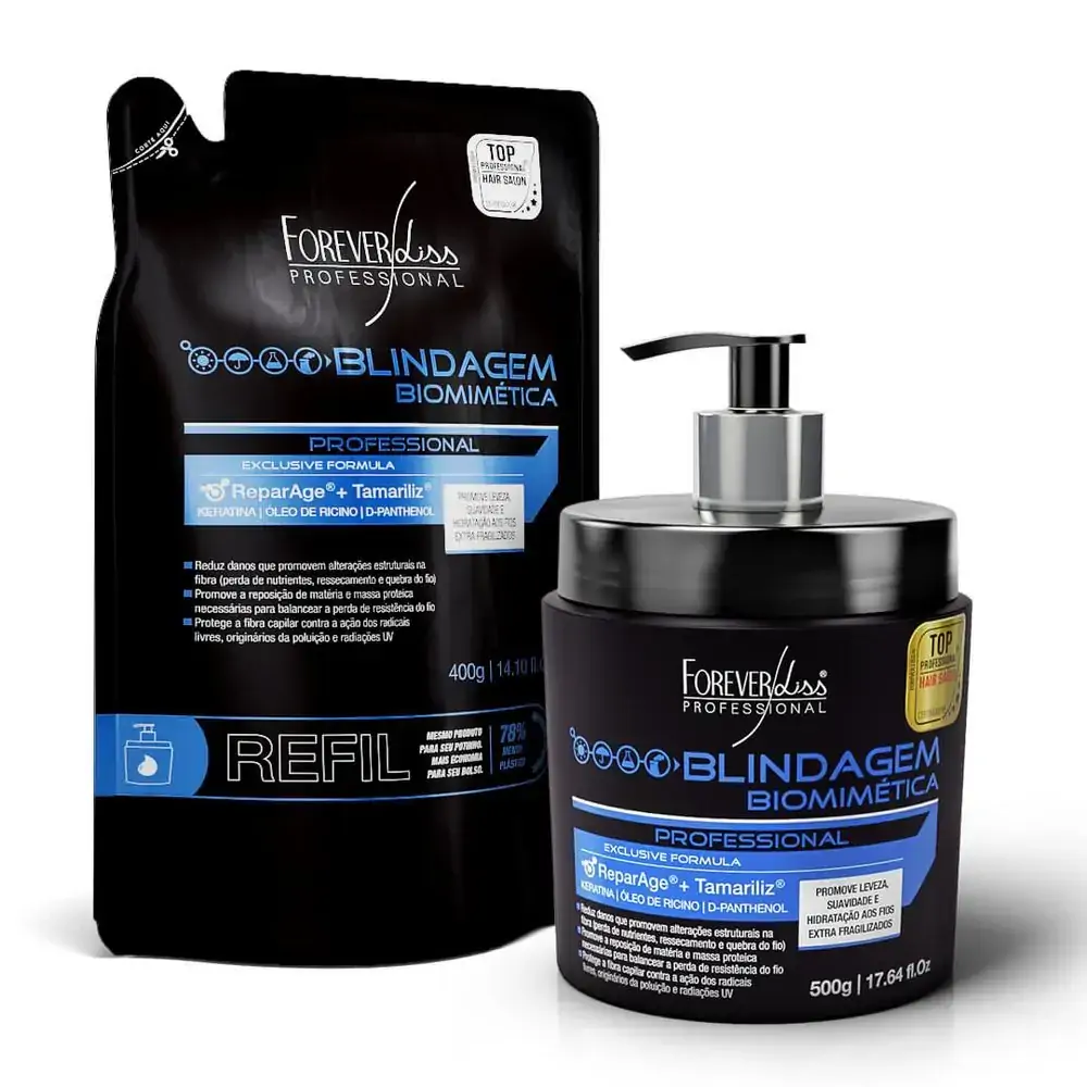 Combo Leve Junto: Máscara Blindagem Capilar Biomimética + Refil Forever Liss