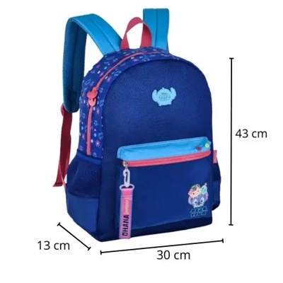 Mochila Juvenil Feminina Stitch Azul Escuro Ts24630 Semax