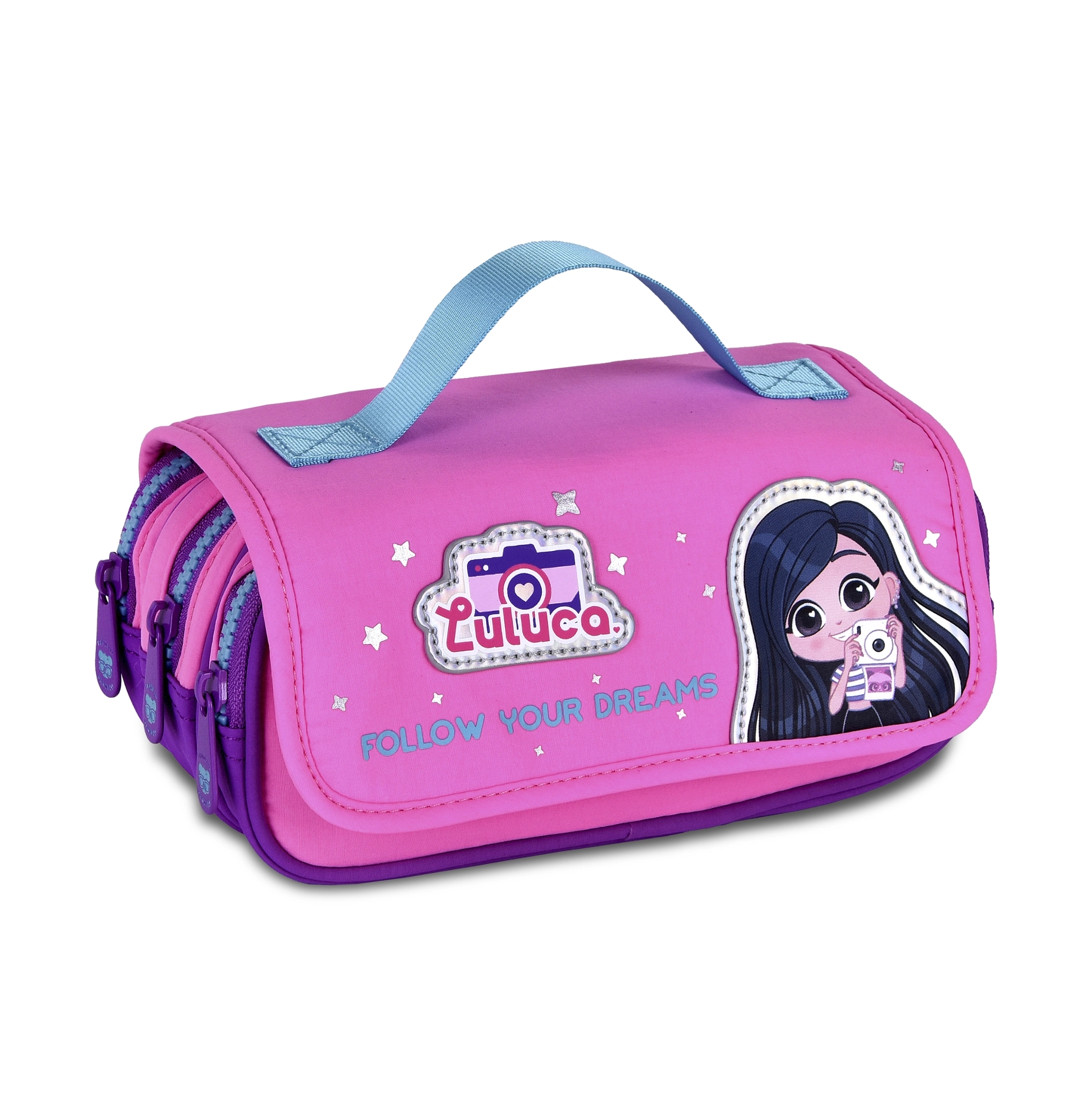 Estojo Triplo Juvenil Feminina Luluca Rosa Roxo Lu27419t Semax
